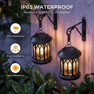 Solar Lanterns Outdoor Waterproof Hanging Lights LED Garden Patio Yard Decor 2 Pack