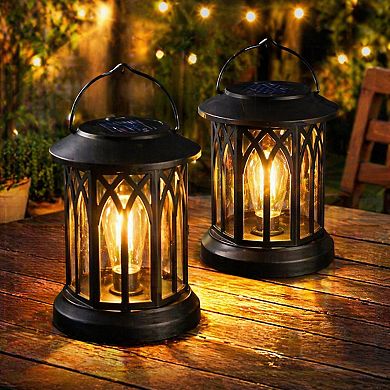 Solar Lanterns Outdoor Waterproof Hanging Lights LED Garden Patio Yard Decor 2 Pack