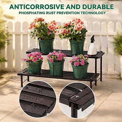 Rust-proof Aluminum Plant Stand Heavy Duty Indoor Outdoor Display Shelf