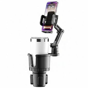 Cup Holder Phone Mount 2 in Expandable 360 Rotation Stable Folding Support Fits Devices Up To 3.5in