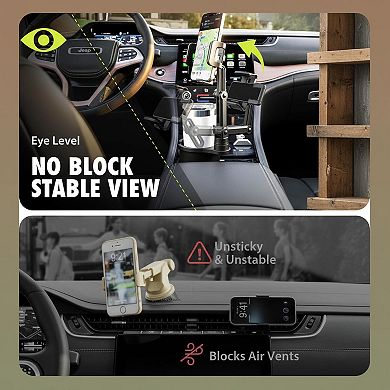 Cup Holder Phone Mount 2in1 Expandable 360 Rotation Stable Folding Support Fits Devices Up To 3.5in