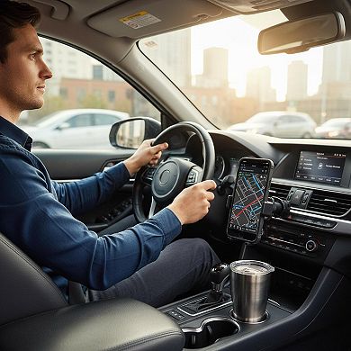 Cup Holder Phone Mount 2in1 Expandable 360 Rotation Stable Folding Support Fits Devices Up To 3.5in