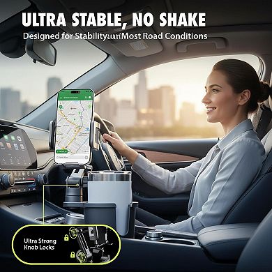 Cup Holder Phone Mount 2in1 Expandable 360 Rotation Stable Folding Support Fits Devices Up To 3.5in