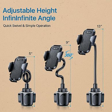 Military-Grade Car Cup Phone Holder Enhanced 13" 360° Adjustable Gooseneck Anti-Shake Universal