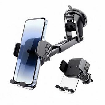Upgraded Military-Grade Car Phone Holder 3-in-1 Dashboard/Windshield Air Vent One-Button