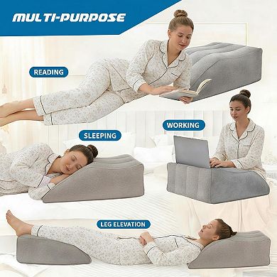 Inflatable Leg Elevation Wedge Pillow 45° Support Pain Relief Sleeping Swelling Recovery Portable