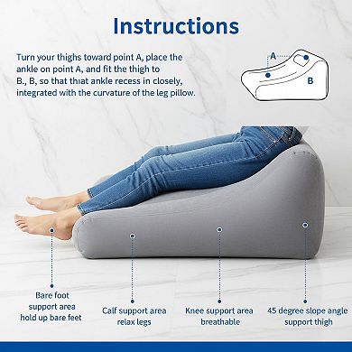 Inflatable Leg Elevation Wedge Pillow 45° Support Pain Relief Sleeping Swelling Recovery Portable
