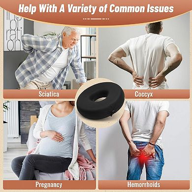 Donut Pillow Seat Cushion Memory Foam Tailbone Pain Relief Hemorrhoid Comfort Ergonomic
