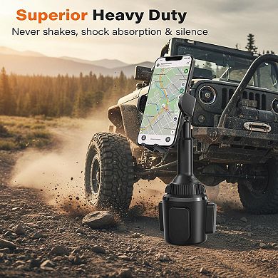 Universal Car Cup Phone Holder 360° Swivel Adjustable Long Arm Stable No Shake For All Smartphones