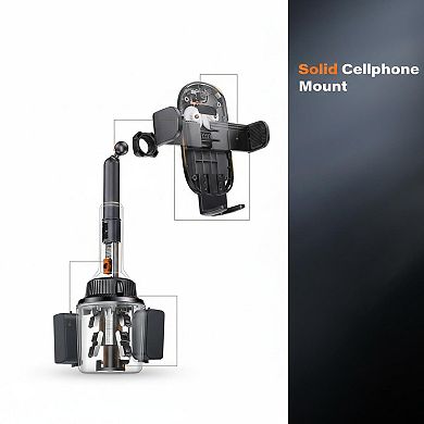 Universal Car Cup Phone Holder 360° Swivel Adjustable Long Arm Stable No Shake For All Smartphones