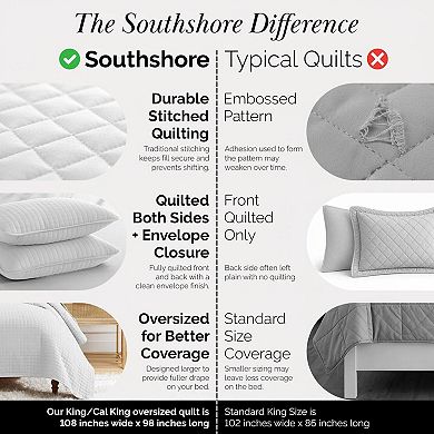 Quilt Bedding Set with Shams Coverlet Lightweight All Season Machine Washable