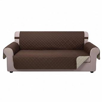 Reversible Sofa Cover Water Repellent Washable Couch Protector w Elastic Straps for Pets 3 Cushion