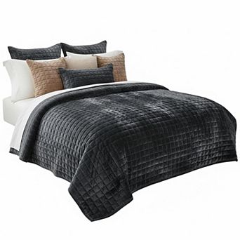 Luxury Velvet Quilt Set Lightweight Comforter Coverlet with Pillow Shams All Season