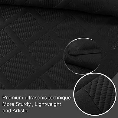 Quilt Set with Pillow Shams Striped Pattern Soft Lightweight All Seasons Bedspread Coverlet