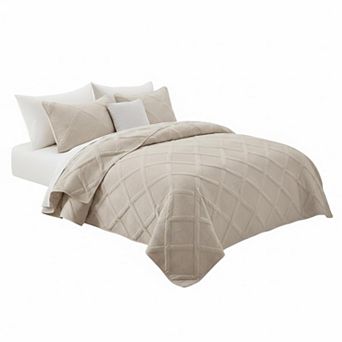Quilt Set with Pillow Shams Striped Pattern Soft Lightweight All Seasons Bedspread Coverlet
