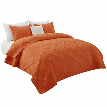 Quilt Set with Pillow Shams Striped Pattern Soft Lightweight All Seasons Bedspread Coverlet