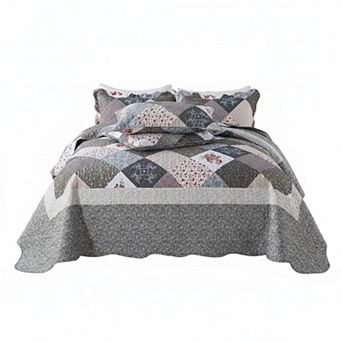 Oversized King Bedspread Quilt Set Reversible Lightweight All Season Rustic Bedding
