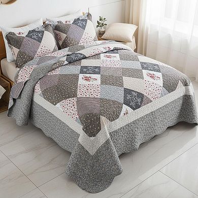 Oversized King Bedspread Quilt Set Reversible Lightweight All Season Rustic Bedding