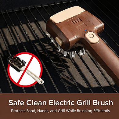 Electric Grill Brush Cordless Rechargeable Stainless Steel Scraper Bristle-Free Dishwasher Safe