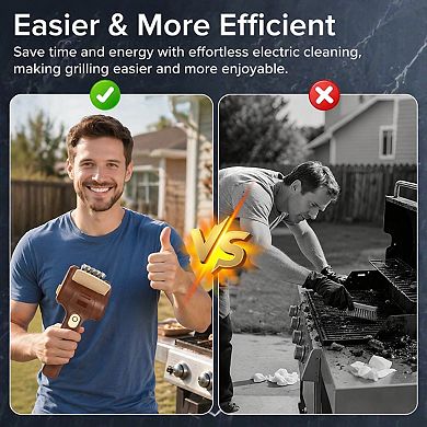 Electric Grill Brush Cordless Rechargeable Stainless Steel Scraper Bristle-Free Dishwasher Safe