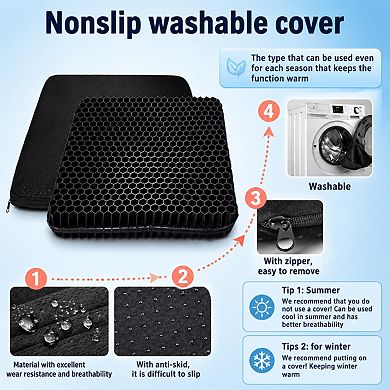 Gel Seat Cushion Double Thick Breathable Non Slip Cover Long Sitting Office Car Trips