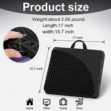 Gel Seat Cushion Double Thick Breathable Non Slip Cover Long Sitting Office Car Trips