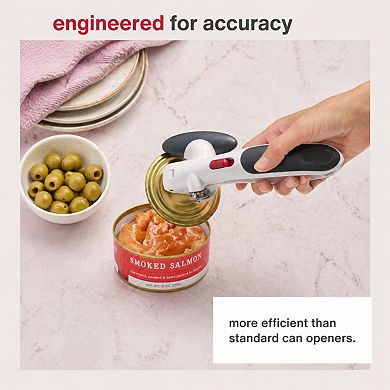 Manual Can Opener Locking Mechanism Magnetic Lid Lifter Stainless Steel Smooth Edge Easy Turn Handle