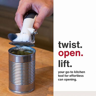 Manual Can Opener Locking Mechanism Magnetic Lid Lifter Stainless Steel Smooth Edge Easy Turn Handle