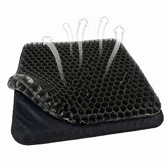 Double Thick Gel Seat Cushion Honeycomb Breathable Cooling Pain Relief NonSlip Cover