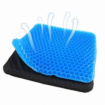 Double Thick Gel Seat Cushion Honeycomb Breathable Cooling Pain Relief NonSlip Cover