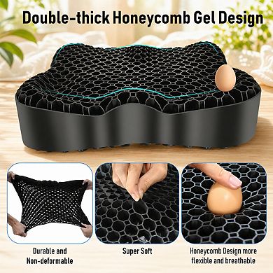 Gel Seat Cushion Thickened Breathable U-Shaped Double Layer Anti-Slip Cover for Office Car Home