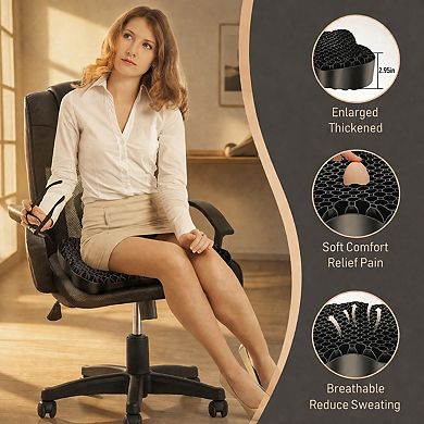 Gel Seat Cushion Thickened Breathable U-Shaped Double Layer Anti-Slip Cover for Office Car Home