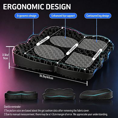 Gel Seat Cushion Thickened Breathable U-Shaped Double Layer Anti-Slip Cover for Office Car Home