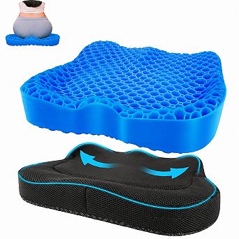 Gel Seat Cushion Thickened Breathable U-Shaped Double Layer Anti-Slip Cover for Office Car Home