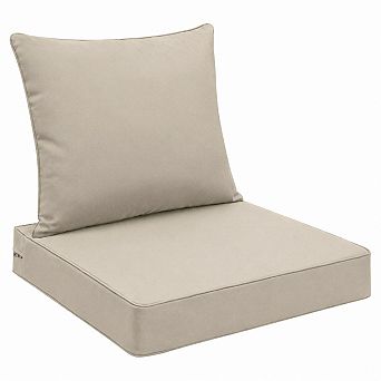 Outdoor Seat Cushion Set Waterproof Fade Resistant Patio Cushions Removable Cover Deep Tie Straps