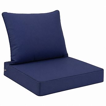 Outdoor Seat Cushion Set Waterproof Fade Resistant Patio Cushions Removable Cover Deep Tie Straps