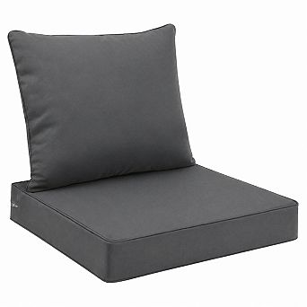 Outdoor Seat Cushion Set Waterproof Fade Resistant Patio Cushions Removable Cover Deep Tie Straps