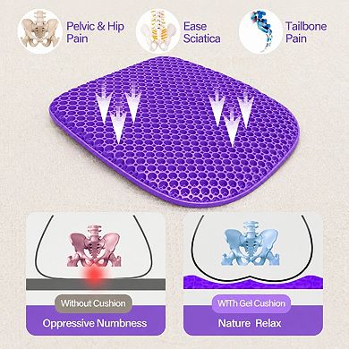Large Gel Seat Cushion with Non-slip Cover Soft Breathable for Long Sitting Office Car