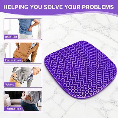 Large Gel Seat Cushion with Non-slip Cover Soft Breathable for Long Sitting Office Car