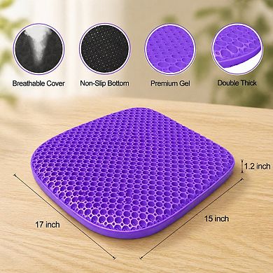 Large Gel Seat Cushion with Non-slip Cover Soft Breathable for Long Sitting Office Car