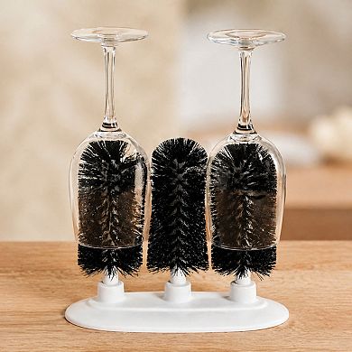 Triple Brush Bar Glass Washer 3 Brushes Suction Base Nonbattery