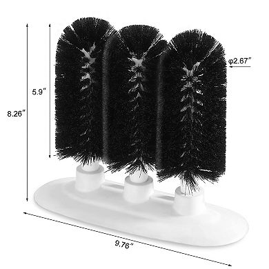 Triple Brush Bar Glass Washer 3 Brushes Suction Base Nonbattery