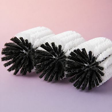 Triple Brush Glass Washer Durable PVC Base Nylon Bristles Suction Grip Replaceable for Bars