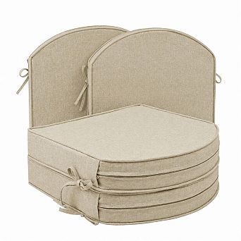 Outdoor D Shaped Chair Cushions Fade Water Resistant Non Slip Removable Cover Set