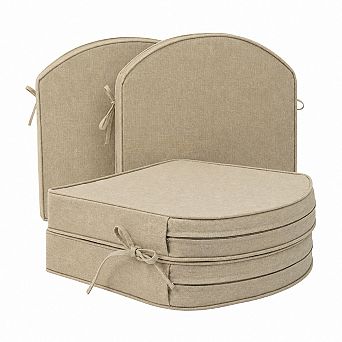 Outdoor D Shaped Chair Cushions Fade Water Resistant Non Slip Removable Cover Set