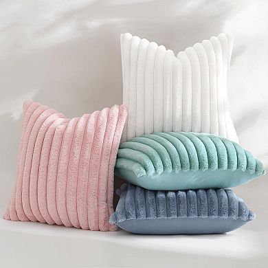 Faux Fur Pillowcases 2 Cream White Soft Plush Decorative Throw Covers