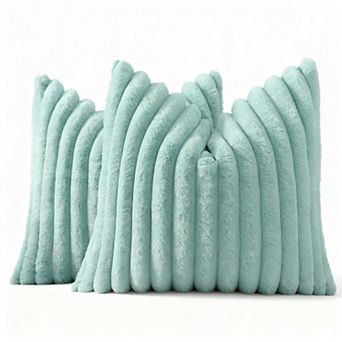 Faux Fur Pillowcases 2 Cream White Soft Plush Decorative Throw Covers