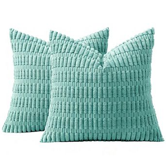 Corduroy Throw Pillow Covers  Boho Striped Farmhouse Decor Cream White Pack 2