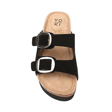 Yoki Grace-02 Women's Big Buckle Footbed Platform Sandals