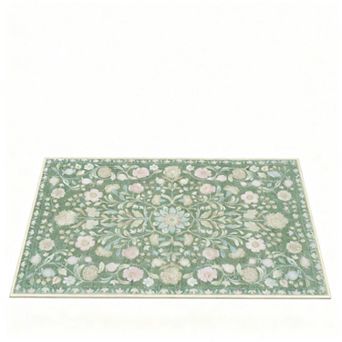 Pink Bathroom Rug Vintage Boho Soft Shaggy Non Slip Floral Machine Washable